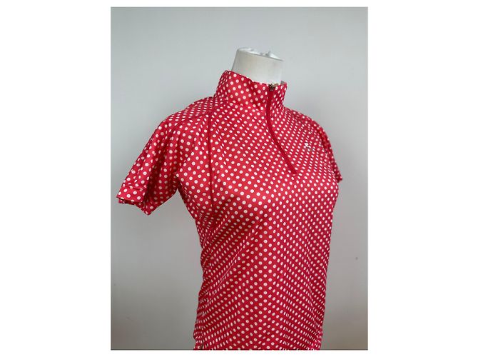 Polo vintage Courreges a pois rosso e bianco M - vista 5