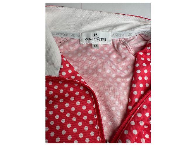 Polo vintage Courreges a pois rosso e bianco M - vista 8