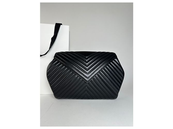 Pochette en cuir vintage Givenchy abstraite noire - vue 10