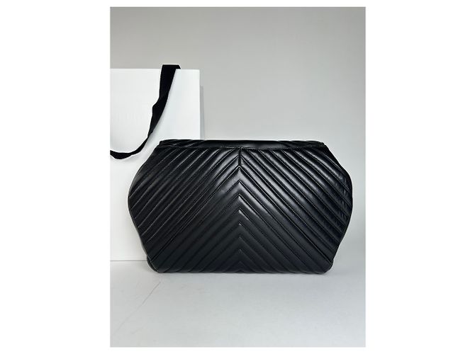 Pochette en cuir vintage Givenchy abstraite noire - vue 11