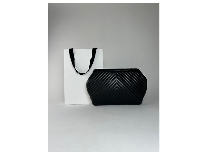 Pochette en cuir vintage Givenchy abstraite noire - vue 2