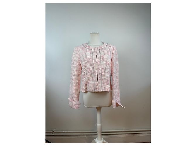 Vintage Courreges kariertes Kurzmäntel in Rosa und Weiß L Pink - Ansicht 11