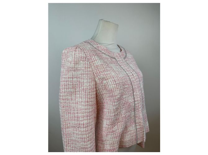 Vintage Courreges kariertes Kurzmäntel in Rosa und Weiß L Pink - Ansicht 13