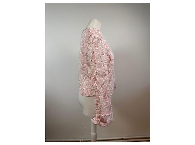 Vintage Courreges kariertes Kurzmäntel in Rosa und Weiß L Pink - Ansicht 2