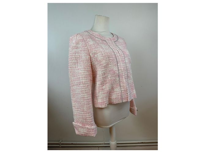 Vintage Courreges kariertes Kurzmäntel in Rosa und Weiß L Pink - Ansicht 4