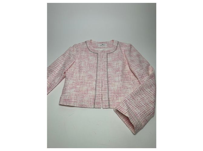Vintage Courreges kariertes Kurzmäntel in Rosa und Weiß L Pink - Ansicht 5