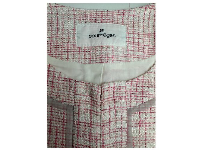 Vintage Courreges kariertes Kurzmäntel in Rosa und Weiß L Pink - Ansicht 6