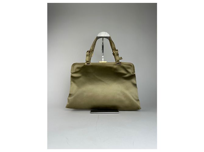 Vintage Prada Klapphandtasche Grün Gold - Ansicht 10