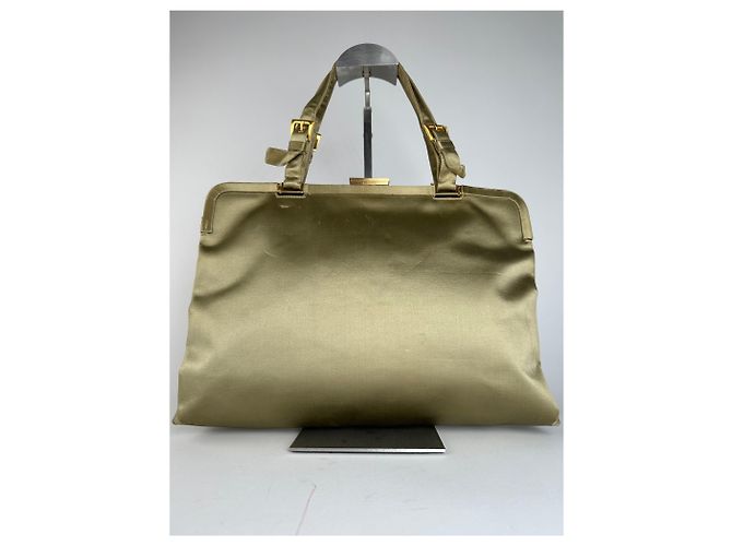 Vintage Prada Klapphandtasche Grün Gold - Ansicht 11