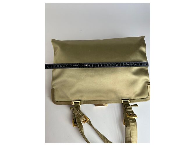 Vintage Prada Klapphandtasche Grün Gold - Ansicht 12