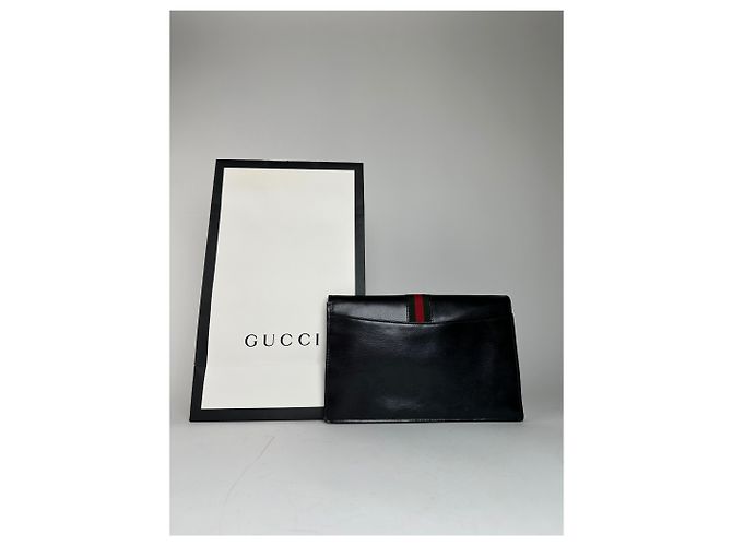 Clutch in pelle vintage Gucci nera Nero - vista 2