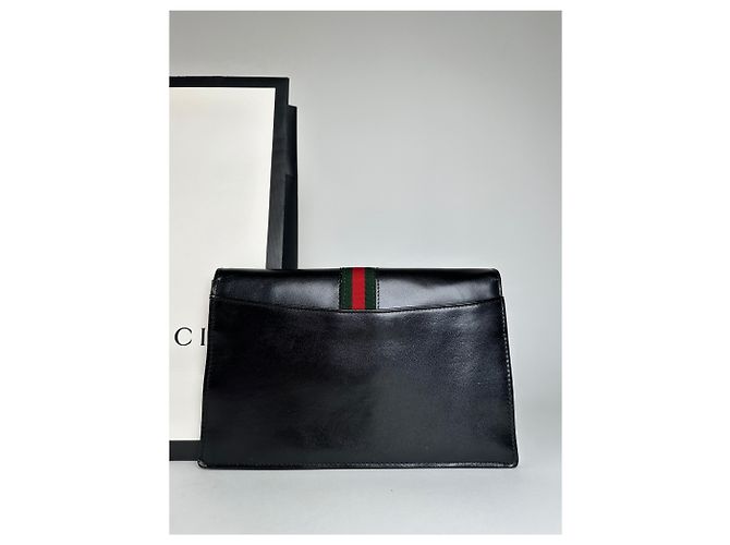 Clutch in pelle vintage Gucci nera Nero - vista 9