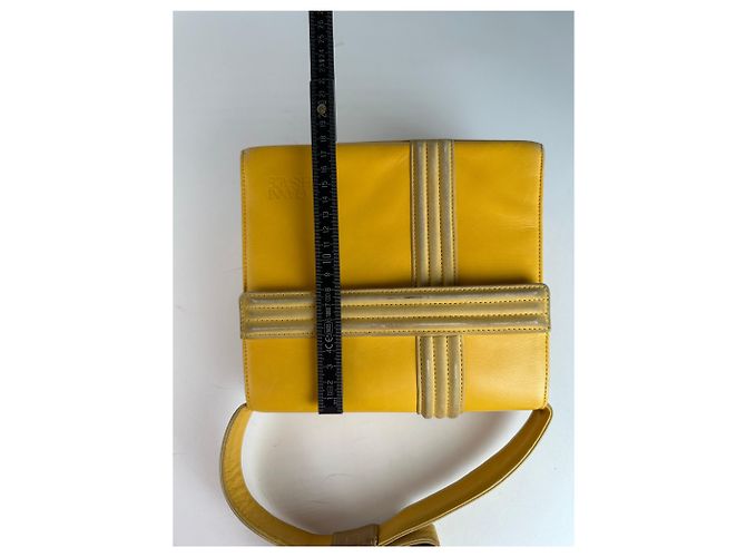 Vintage Gianni Versace Lederhandtasche Gelb Grau - Ansicht 13