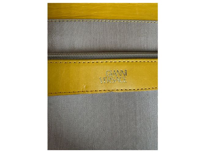 Vintage Gianni Versace Lederhandtasche Gelb Grau - Ansicht 6