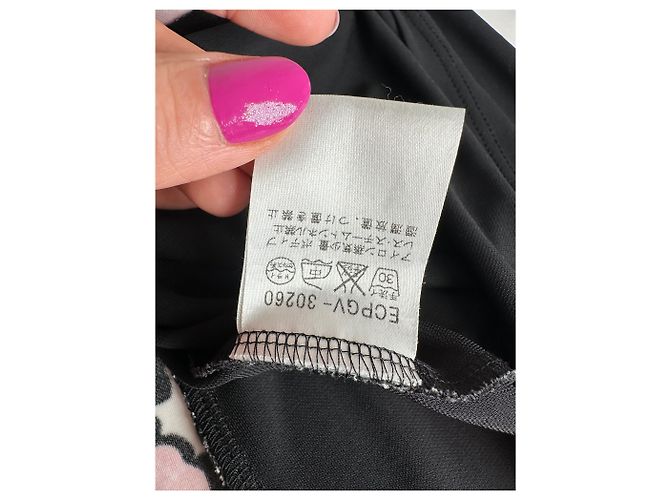 Vintage Courreges abstraktes Kleid schwarz rosa M - Ansicht 12