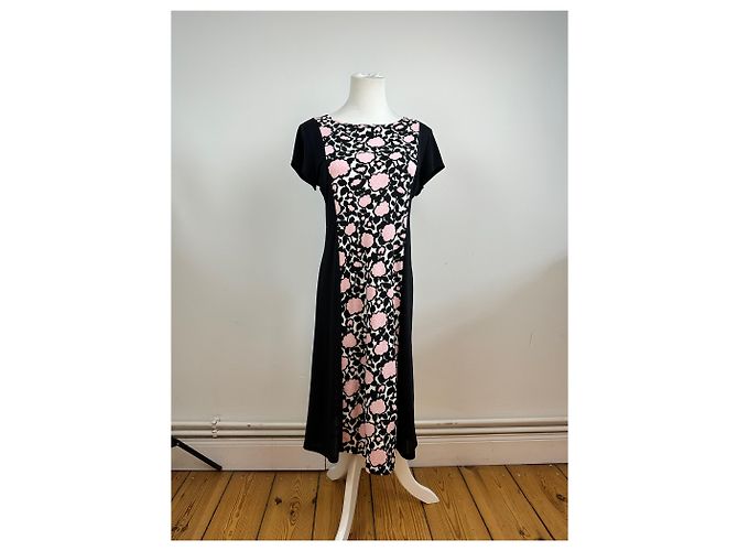 Vintage Courreges abstraktes Kleid schwarz rosa M - Ansicht 13