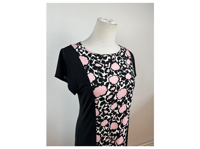 Vintage Courreges abstraktes Kleid schwarz rosa M - Ansicht 15