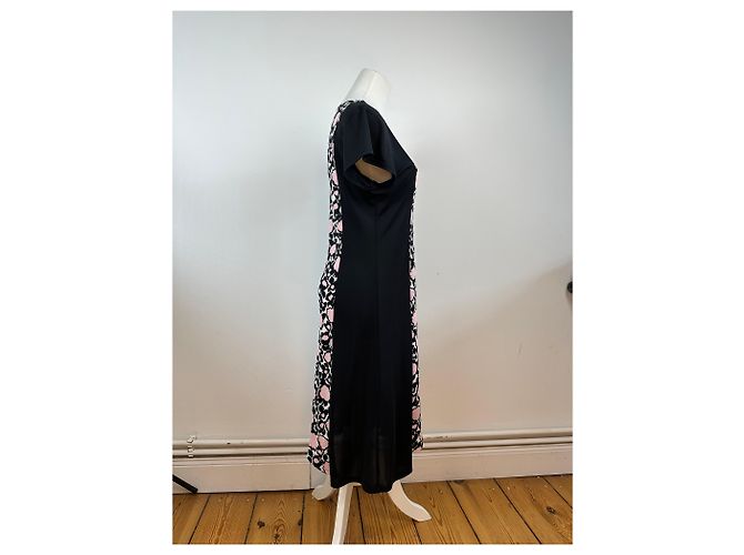 Vintage Courreges abstraktes Kleid schwarz rosa M - Ansicht 2