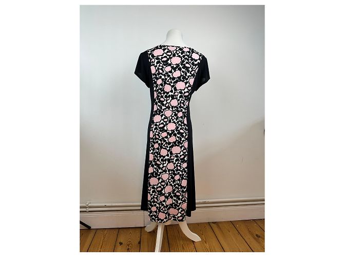 Vintage Courreges abstraktes Kleid schwarz rosa M - Ansicht 3