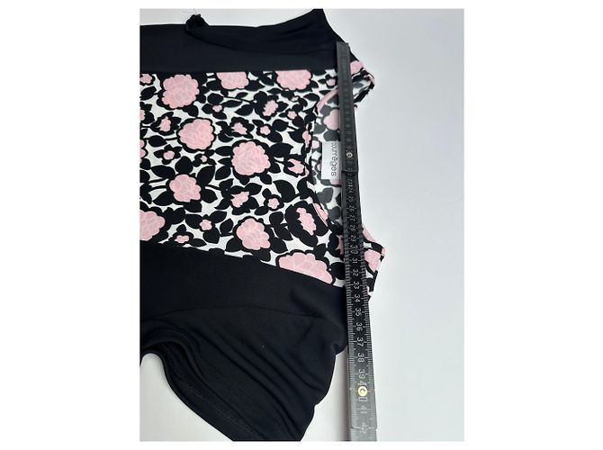 Vintage Courreges abstraktes Kleid schwarz rosa M - Ansicht 7