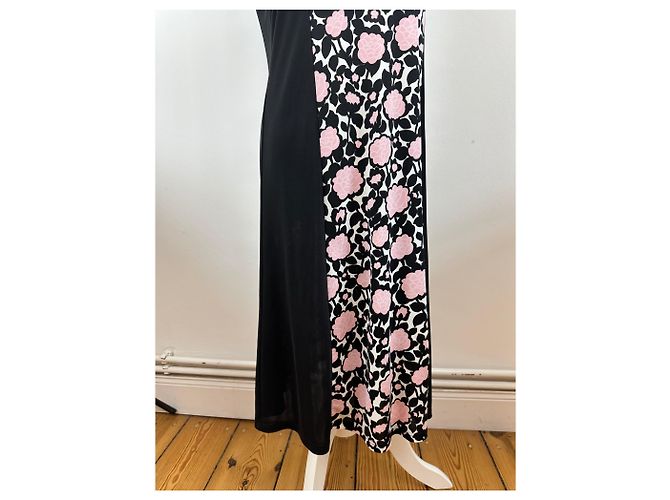 Vintage Courreges abstraktes Kleid schwarz rosa M - Ansicht 8