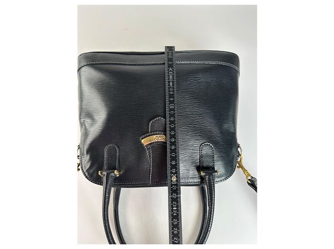 Vintage Courreges 2-Wege geriffelter Lederhandtasche schwarz - Ansicht 13