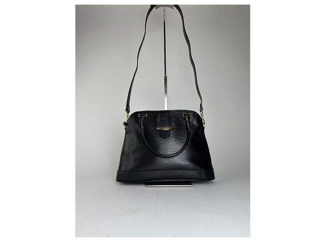 Vintage Courreges 2-Wege geriffelter Lederhandtasche schwarz - Ansicht 14