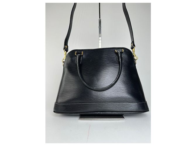 Vintage Courreges 2-Wege geriffelter Lederhandtasche schwarz - Ansicht 15
