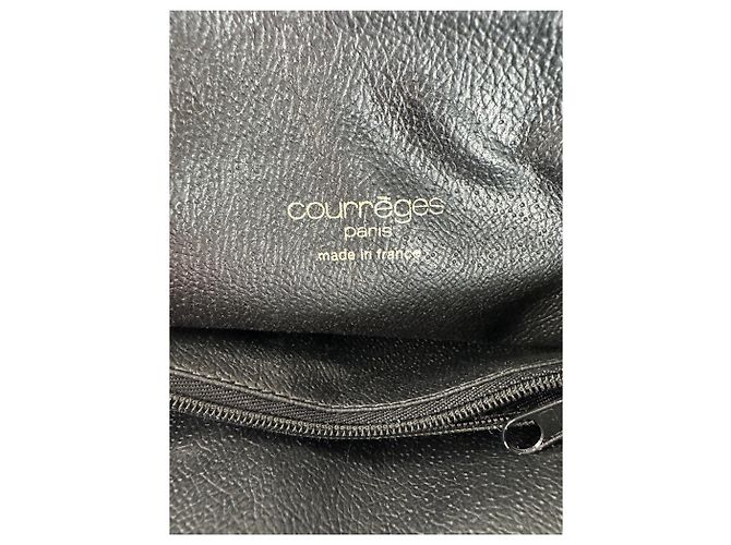 Vintage Courreges 2-Wege geriffelter Lederhandtasche schwarz - Ansicht 4