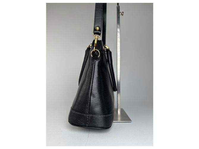 Vintage Courreges 2-Wege geriffelter Lederhandtasche schwarz - Ansicht 9