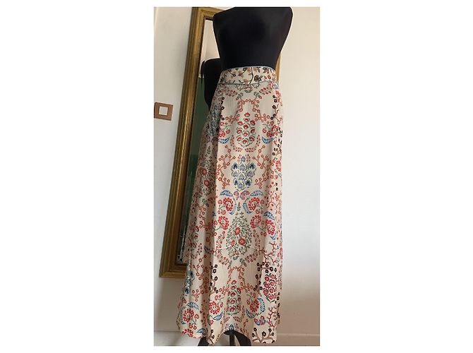 Ba&Sh GARANCE langer Rock Ecru Blumenprint Mehrfarben Roh - Ansicht 7