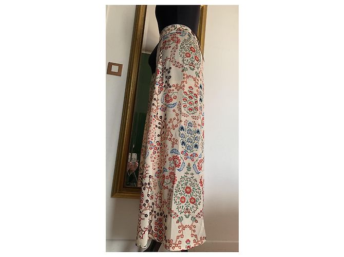 Ba&Sh GARANCE langer Rock Ecru Blumenprint Mehrfarben Roh - Ansicht 8