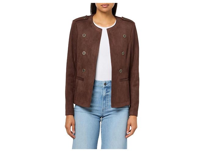 Tommy Hilfiger Brown Suede-Like Double-Breasted Jacket - view 2