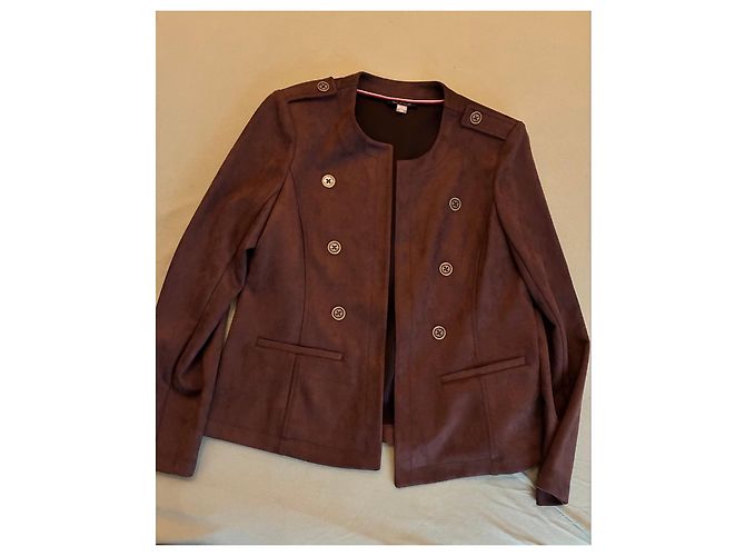 Tommy Hilfiger Brown Suede-Like Double-Breasted Jacket - view 3