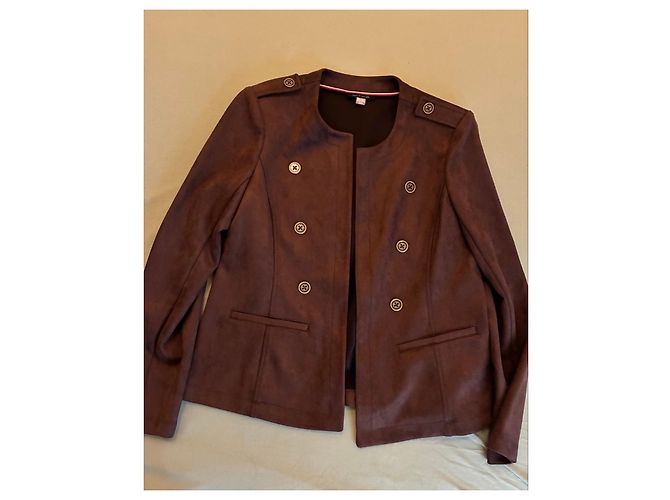 Tommy Hilfiger Brown Suede-Like Double-Breasted Jacket - view 4