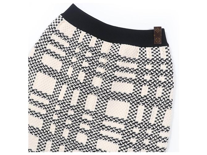 Falda de punto mezcla de cachemira Louis Vuitton Negro Blanco - vista 3