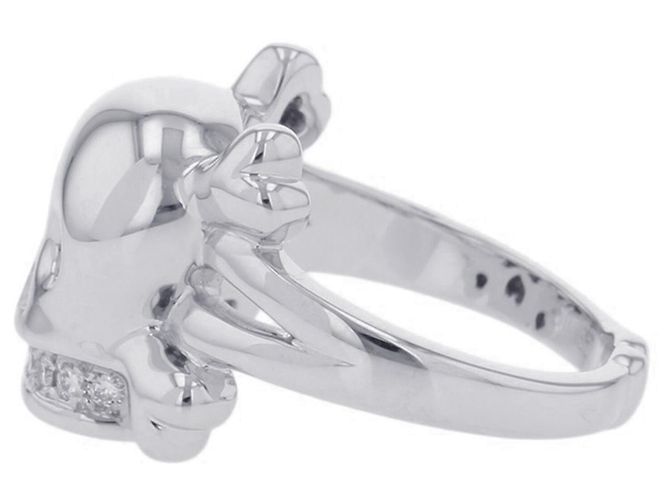 Christian Dior 18K Weißgold Tete de Mort Skull Ring - Ansicht 2