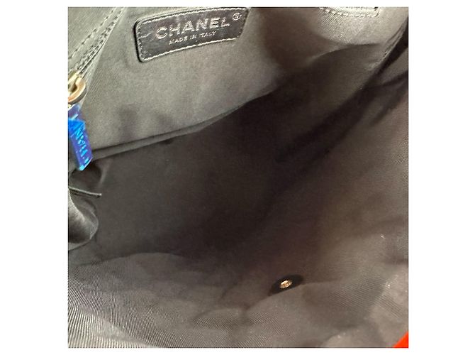 Autre Marque Chanel Rucksack aus Lammleder Schwarz Weiß Orange Marineblau - Ansicht 5