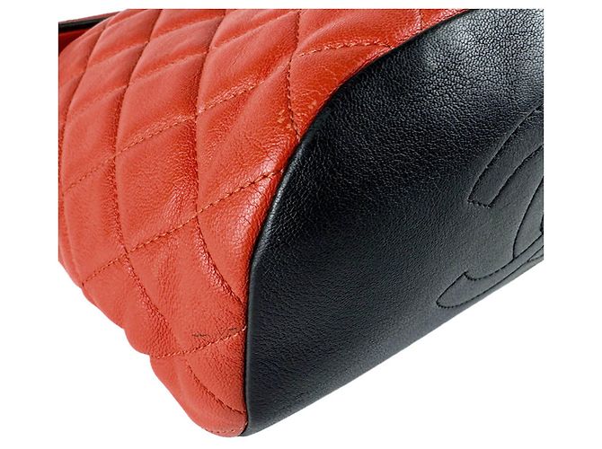 Autre Marque Chanel Rucksack aus Lammleder Schwarz Weiß Orange Marineblau - Ansicht 8