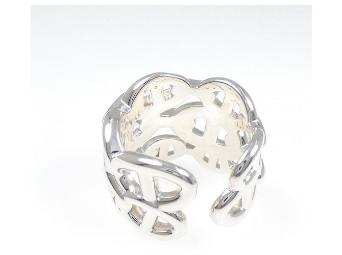 Ring Bague Chaine d'Ancre Enchainée Hermès en Argent 925 - vue 3