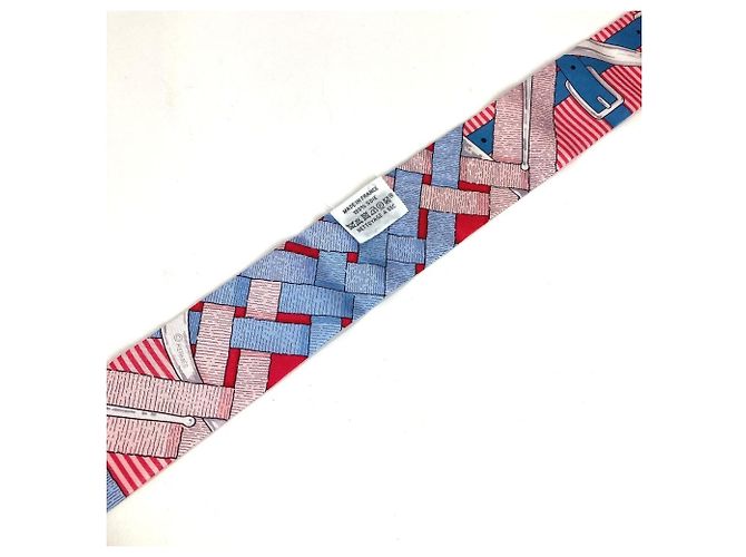 Hermès Foulard Twilly HERMES in seta azzurro chiaro e rosso Blu chiaro - vista 6