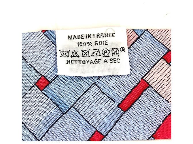 Hermès Foulard Twilly HERMES in seta azzurro chiaro e rosso Blu chiaro - vista 8