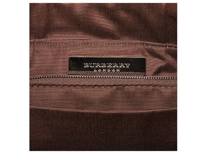 Borsa a spalla in pelle di vitello e suede beige Burberry con cucitura - vista 5