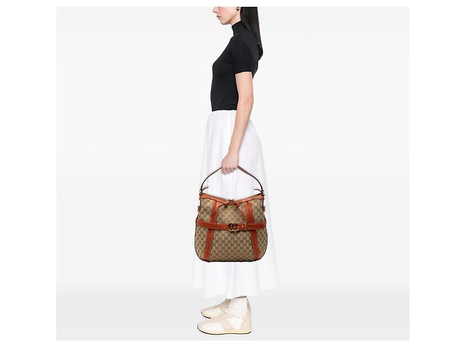 Borsa a tracolla GG in tela beige medio Gucci - vista 7
