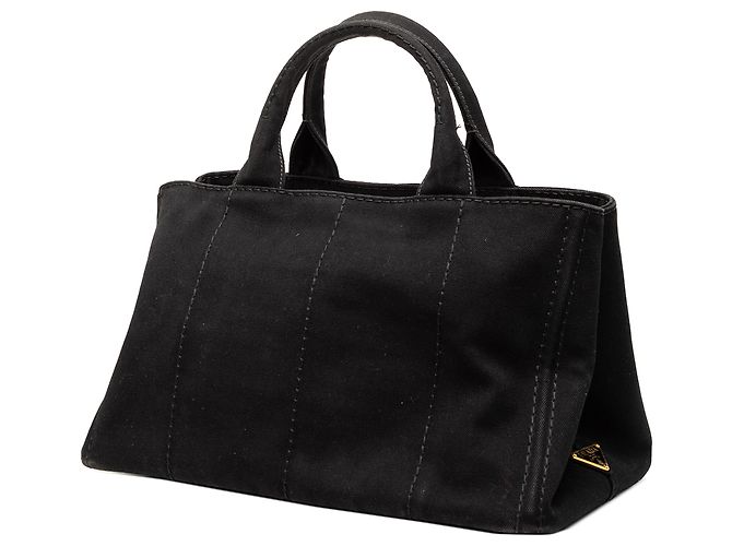 Prada Black Canvas Canapa Logo Tote Schwarz - Ansicht 2