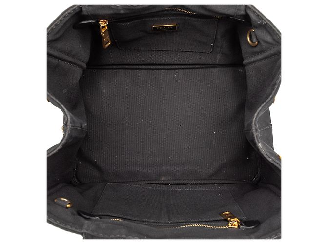 Prada Black Canvas Canapa Logo Tote Schwarz - Ansicht 4