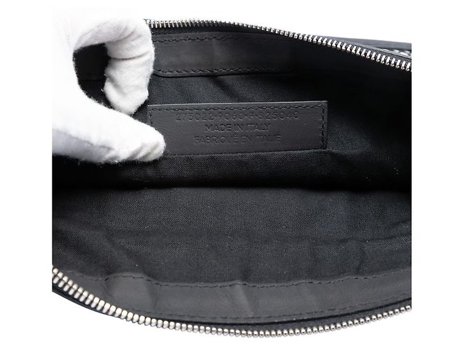 Clutch Balenciaga Motocross Classic Clip M in agnello nero e rete - vista 6