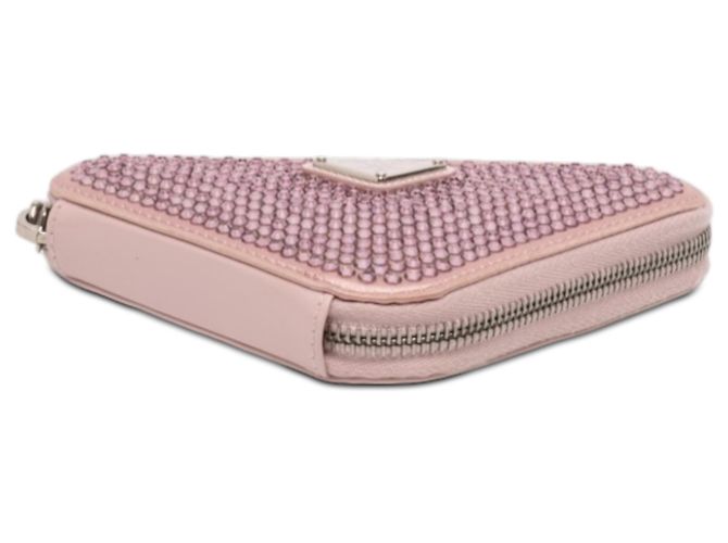 Pochete Triangular de Cetim e Couro com Cristais Rosa da Prada - vista 3