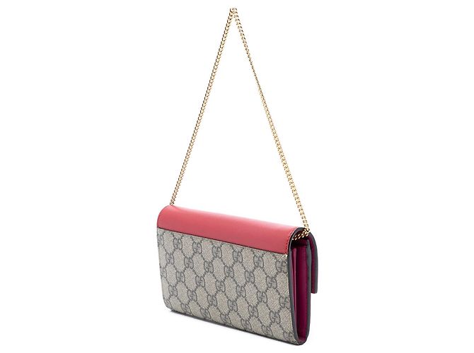 Gucci Beiger GG Supreme Padlock Geldbörse mit Kette - Ansicht 2