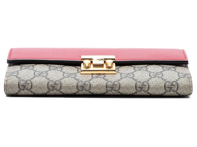 Gucci Beiger GG Supreme Padlock Geldbörse mit Kette - Ansicht 3